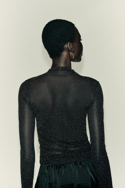 ZARA ТОП С БЛЕСТЯЩЕЙ НИТЬЮ, ЧЕРНЫЙ