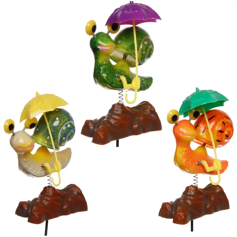 Фигура на спице «Улитка с зонтиком» 60 см (фигура 13*8 см), микс