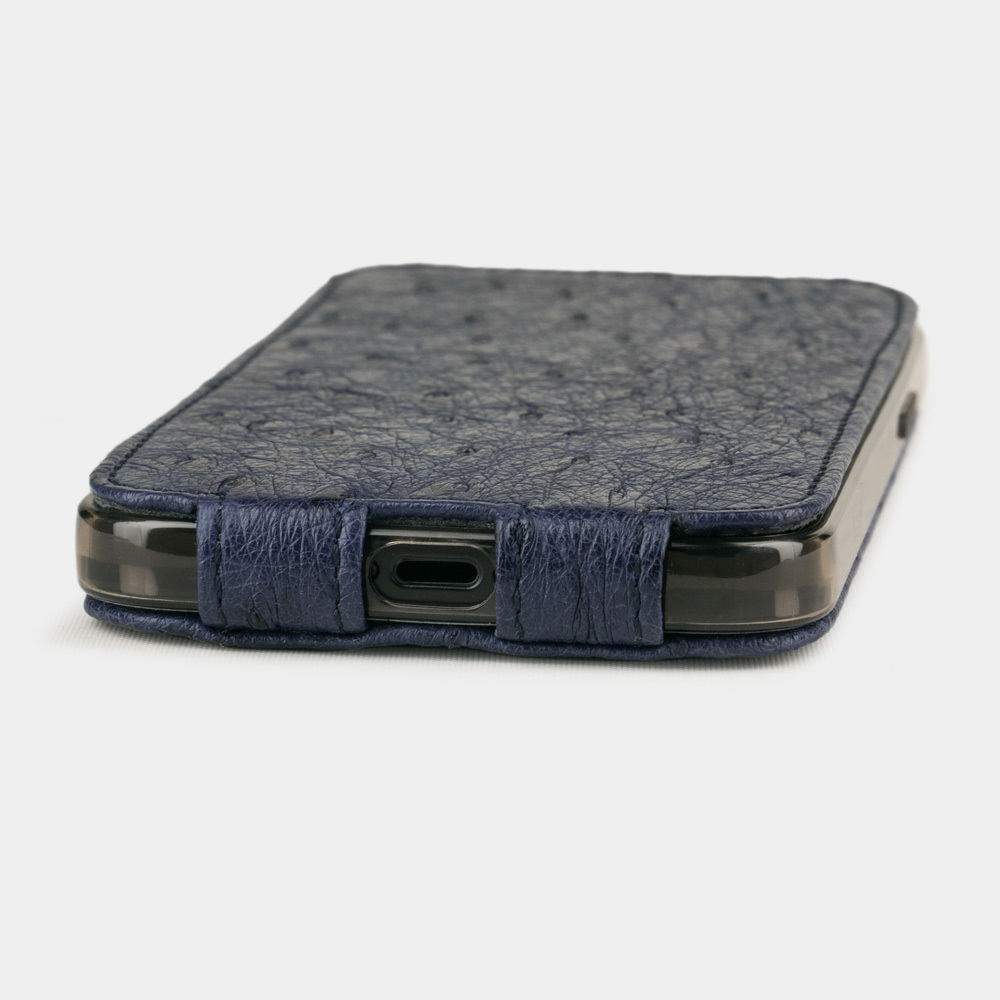 Special order: Чехол для iPhone 12/12Pro из кожи страуса, синего цвета