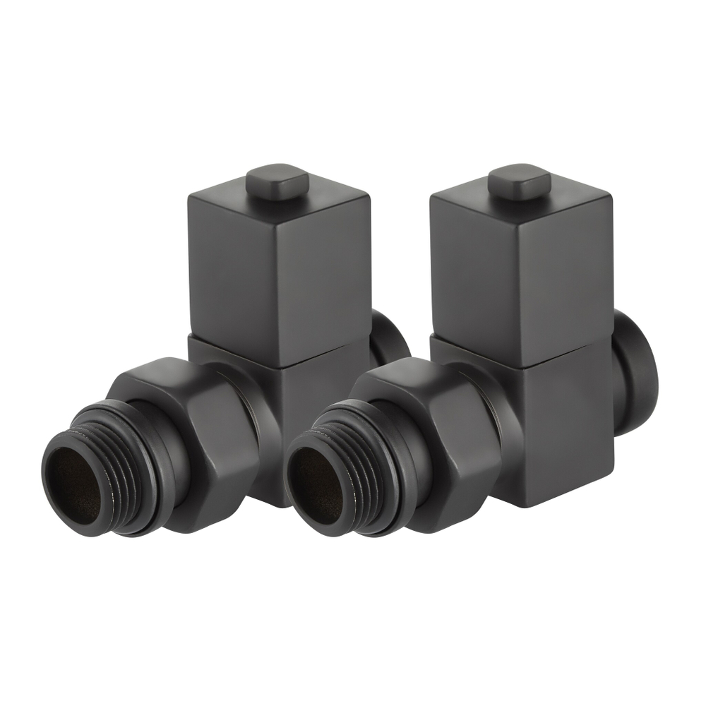 Набор дизайн-вентилей Royal Thermo CUBE, прямой (черный) 1/2quot;