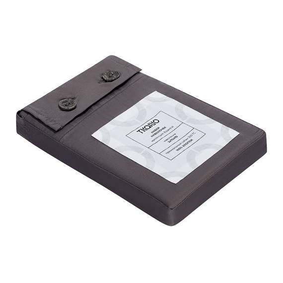 Набор наволочек из премиального сатина темно-серого цвета из коллекции essential, 70х70 см