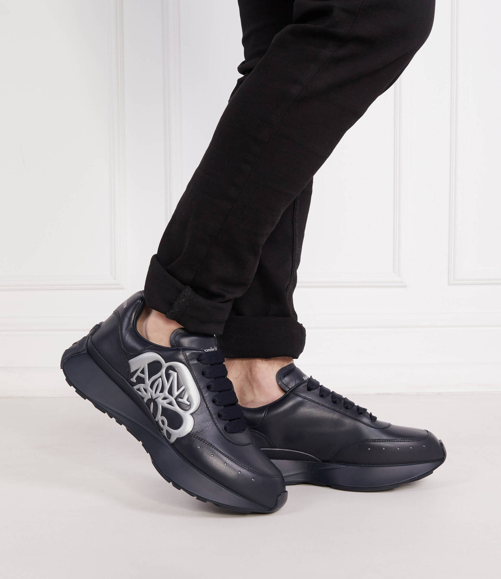 Кожаные кроссовки spitint Alexander McQueen - темно-синий(727377 WIC9I)