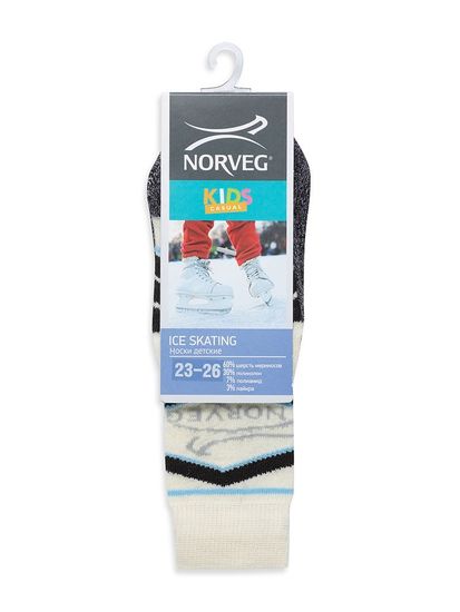 (9ICSU)Термоноски детские Norveg Ice Skating для коньков  9ICSU, молочные