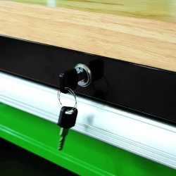 Верстак металлический передвижной 485х1480х2130мм (перфорация: 530х2130мм, деревянная столешница: 40х485х2130мм, шкаф одностворчатый: 460х590х680мм) RockFORCE RF-01Y0109