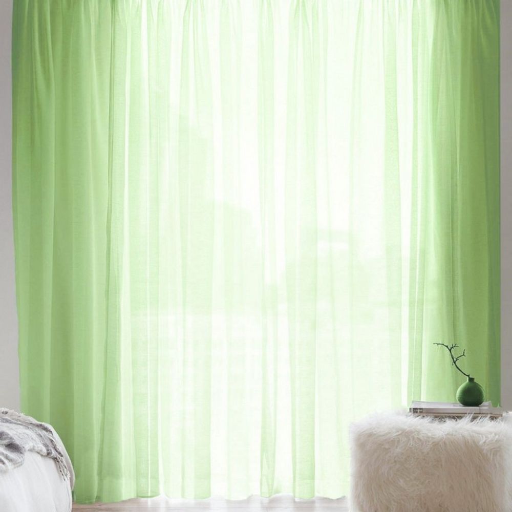 Занавеска из вуали "Ф. СИРЕНА" на шторной ленте, цвет фисташка, Польша.