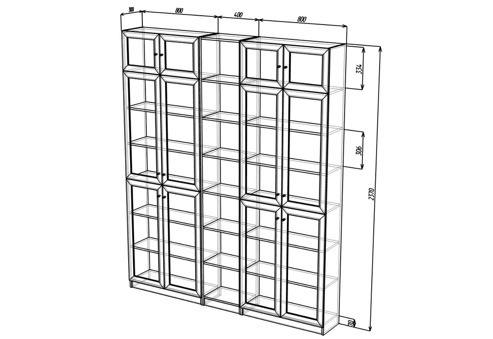 Стеллаж Билли 15 Белый Фасадный 0101 200*30*237 см, Белый   Фиеста
