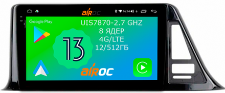 Магнитола для Toyota C-HR 2016-2022 (левый руль, взамен 230х130мм) - Airoc 2K AU-1124 Android 13, TS20, 12/512Гб, SIM-слот