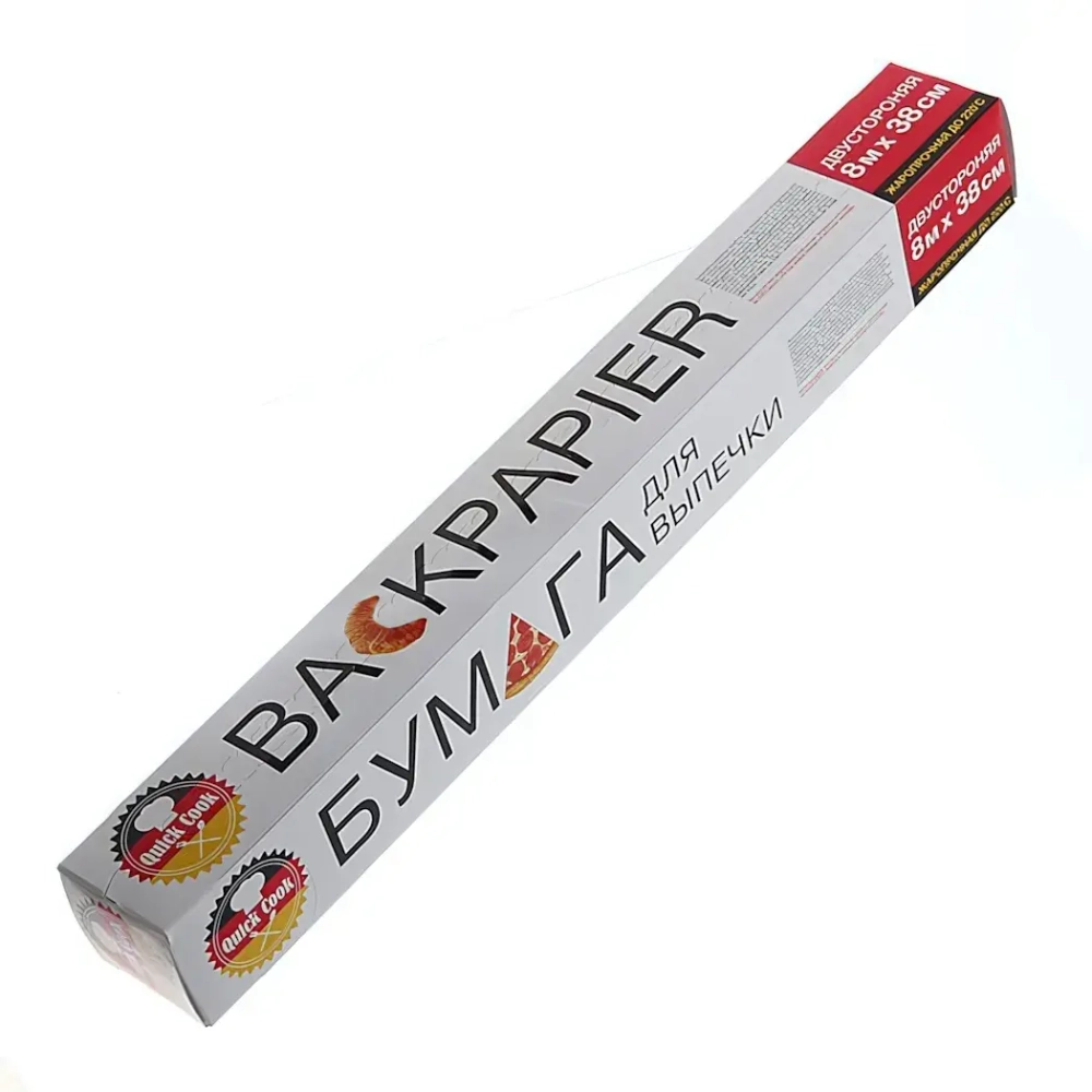 Бумага для выпечки 8м*38см, двусторонняя,в коробке QUICK COOK
