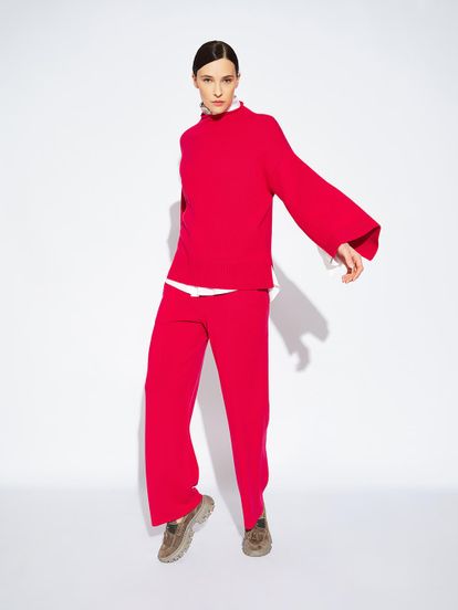 Женские брюки красного цвета из шерсти и кашемира - фото 4