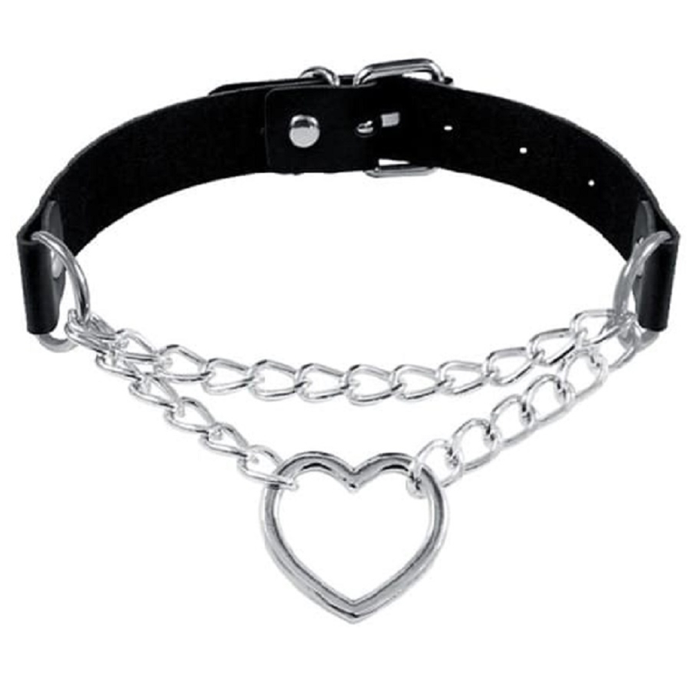 Чокер Сердце на цепочке чёрный 40 см