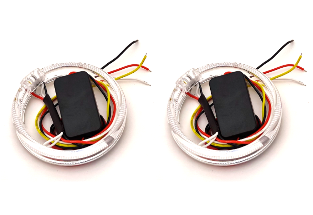Светодиодные Ангельские глазки Белый + Желтый 80мм 2.5 LED (комплект, 2шт)