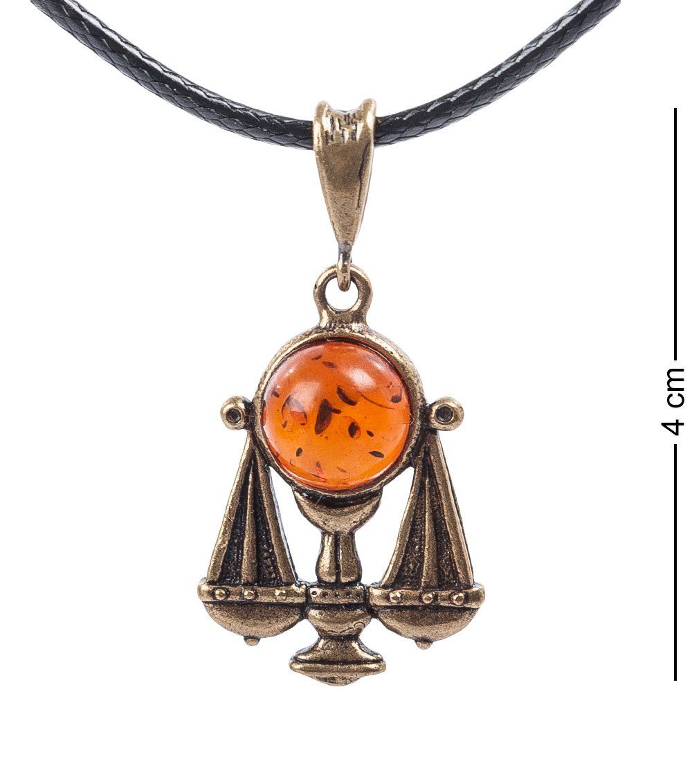 AM- 672 Подвеска «Знак зодиака-Весы» (латунь, янтарь)