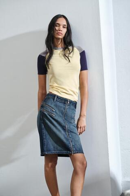 ZARA ДЖИНСОВАЯ ЮБКА TRF НА МОЛНИИ, ИНДИГО