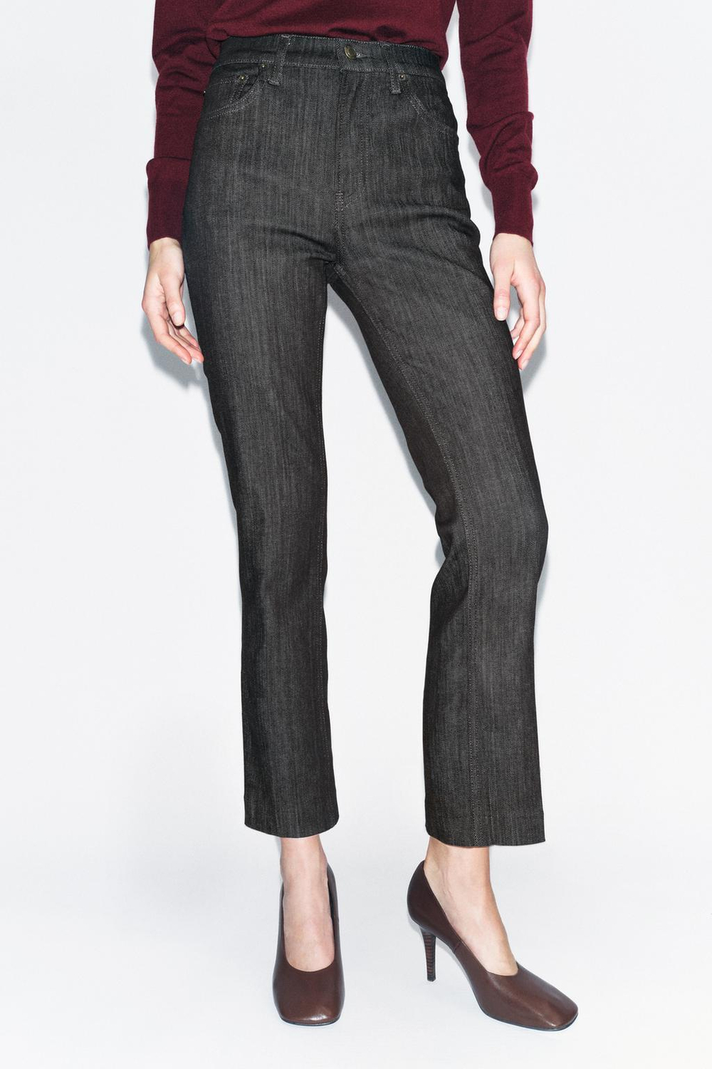 Джинсы bootcut cropped с высокой посадкой — zw collection