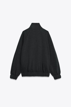 ZARA МЯГКАЯ ТОЛСТОВКА НА МОЛНИИ, УГОЛЬНЫЙ