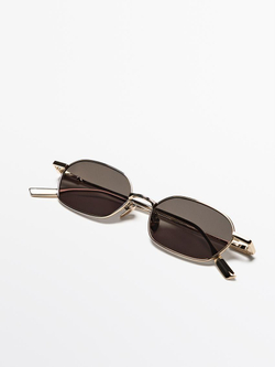 Massimo Dutti Солнцезащитные очки в металлической оправе, золотистый