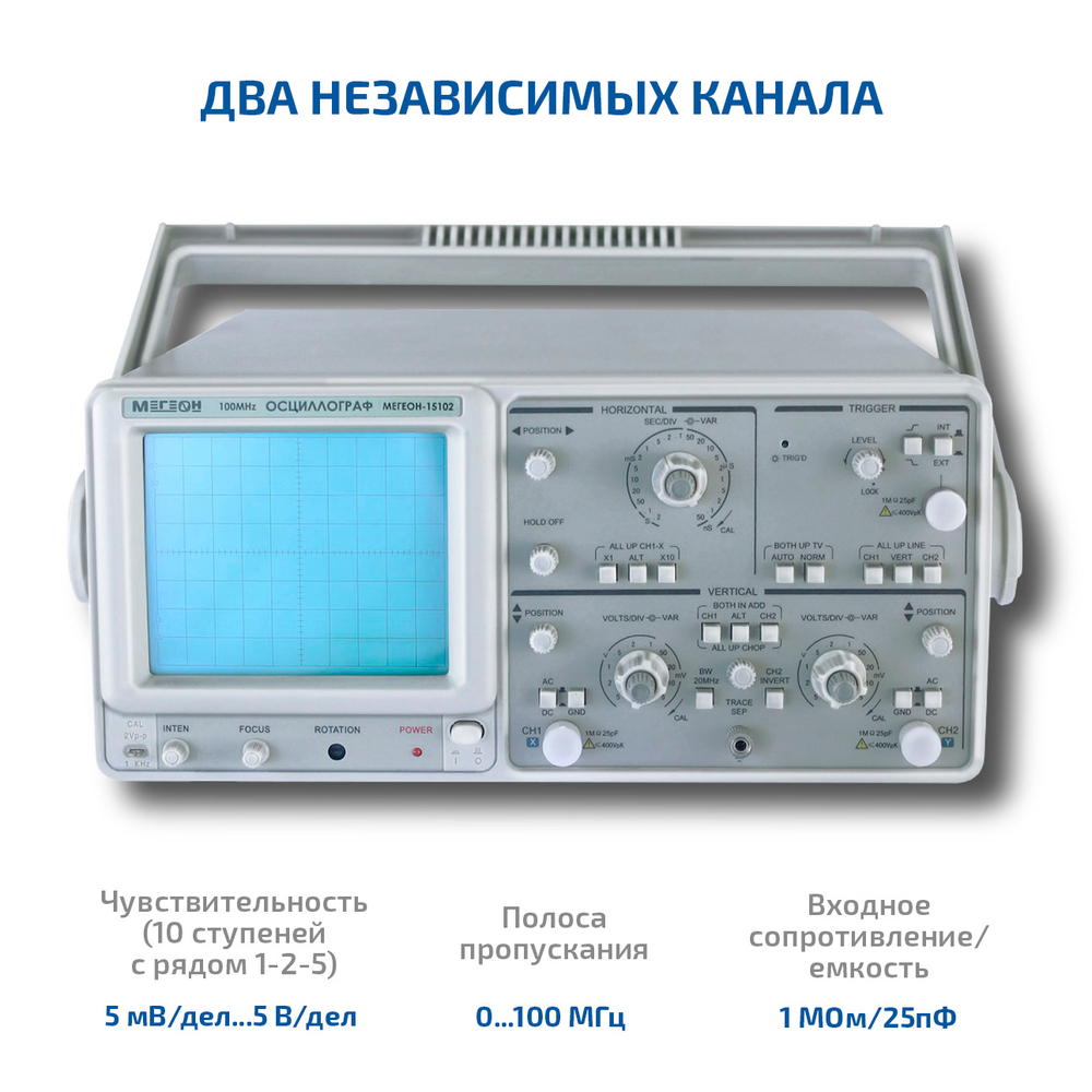 Осциллограф аналоговый два канала МЕГЕОН 15102