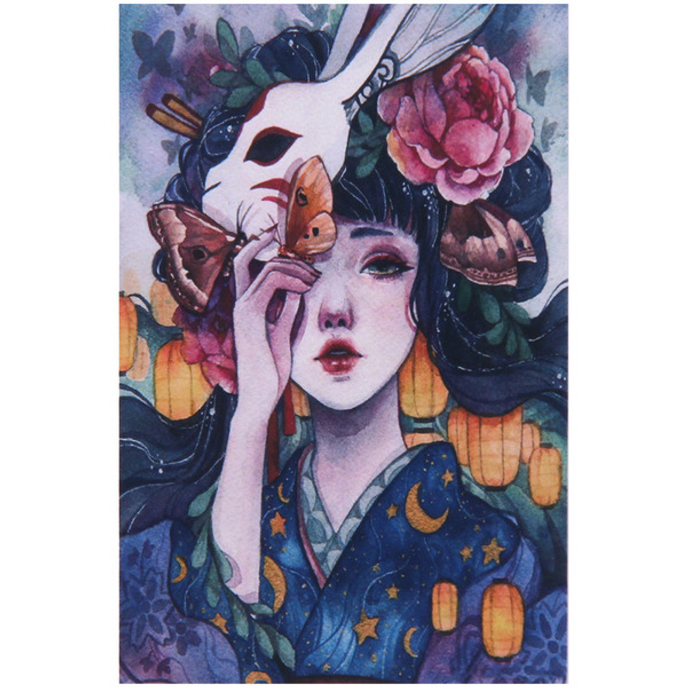 Алмазная мозаика на подрамнике с полным заполнением «МИР ЯРКИХ КРАСОК», аниме маска, 20*30см