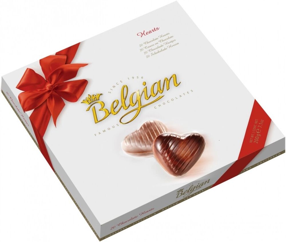 Шоколад Бельгиан Шоколадные сердечки Красный бант / The Belgian Chocolate Hearts Red Bow 200г