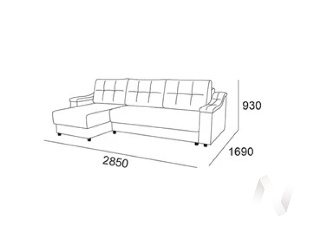 Диван угловой Мальта 3 (ДУ) левый Aqua 23 (синий)