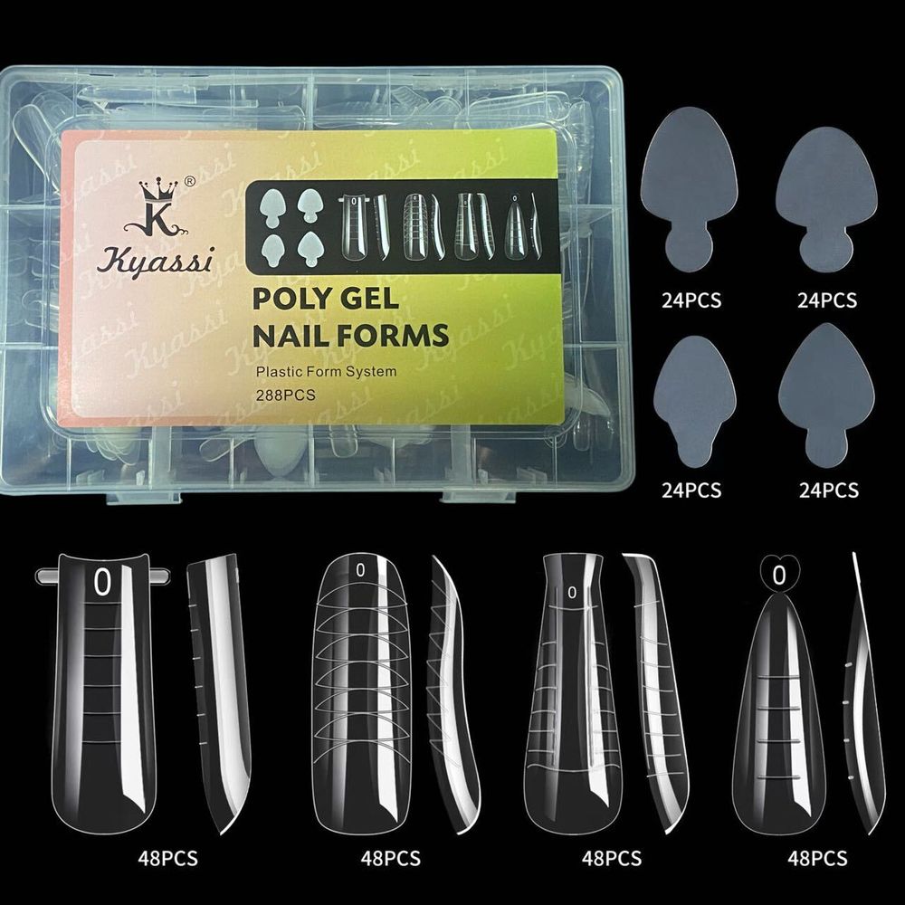 Верхние формы для наращивания ногтей с разметкой 288шт. POLY GEL NAIL FORMS