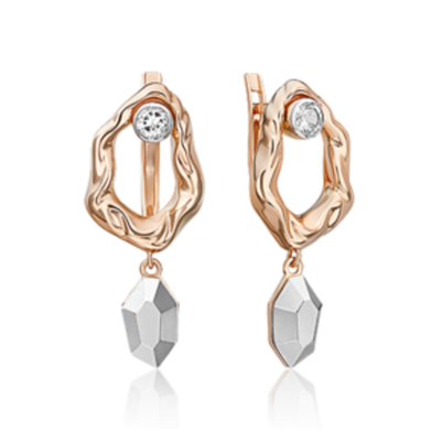 Серьги с английским замком из комбинированного золота c натуральным топазом white 02-5046-00-201-1111