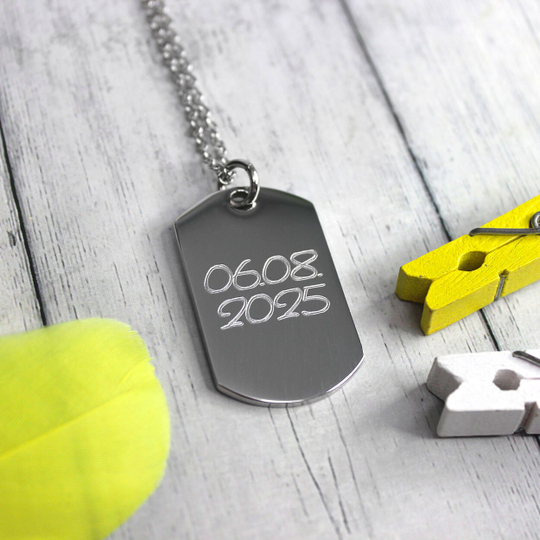 Жетон армейский мини с гравировкой на заказ (титановая сталь)