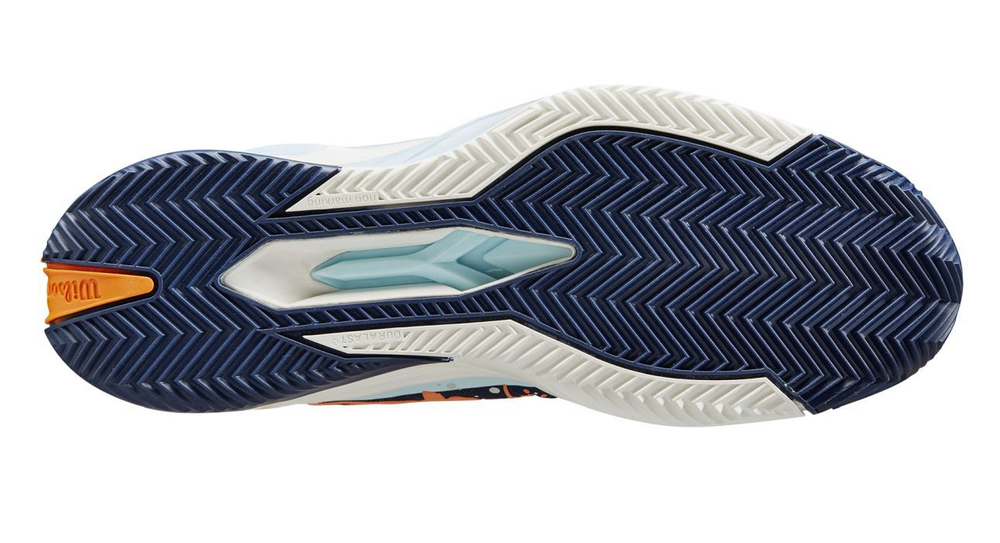 Мужские кроссовки теннисные Wilson Rush Pro 4.0 Paris Hope Clay M - peacoat/clearwater/orange tige