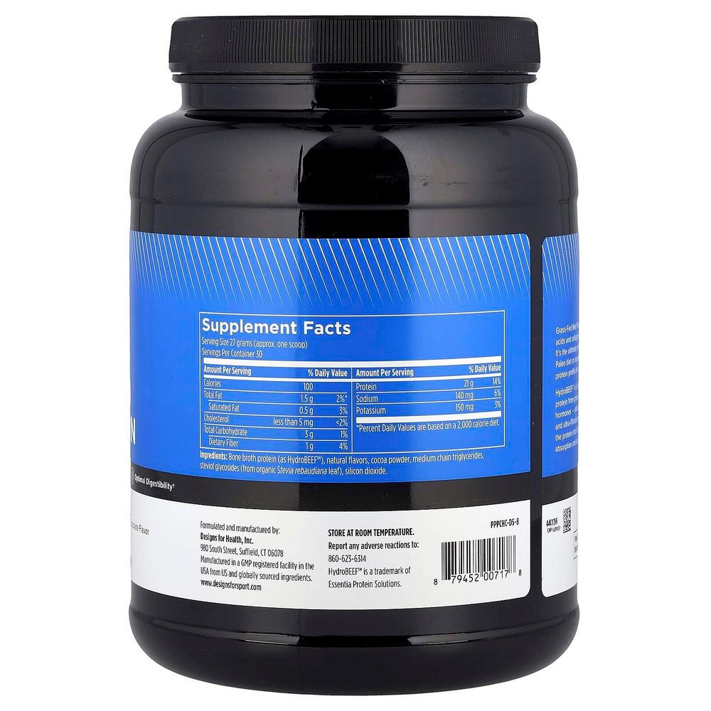 Designs For Health, Designs For Sport®, говяжий протеин травяного откорма, шоколад, 810 г (1,8 фунта)
