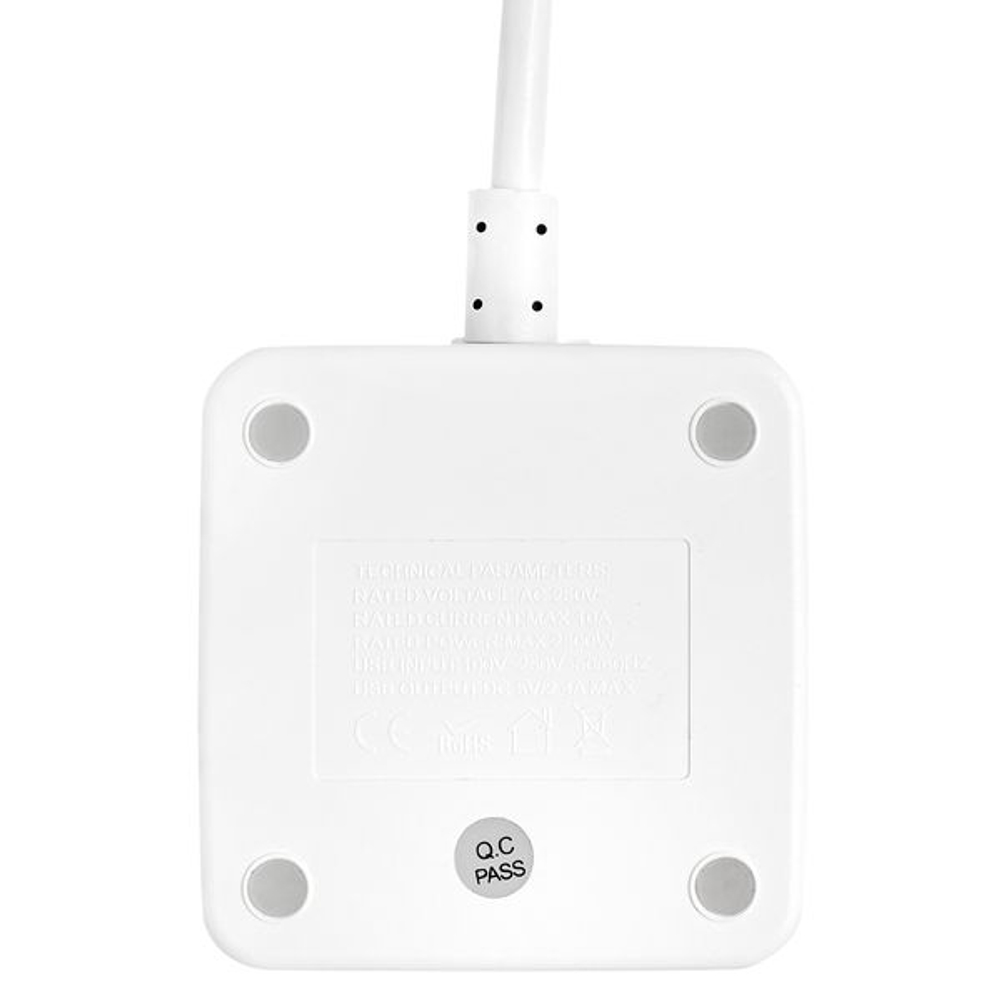 Удлинитель "Куб" 2 гнезда 2USB 2,4А+Type C + Ночник 1,3 метра 1мм2