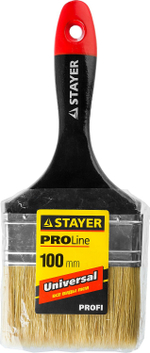 STAYER Universal, 100 мм, 4″, светлая, натуральная щетина, деревянная ручка, все виды ЛКМ, плоская кисть, Professional (0104-100)
