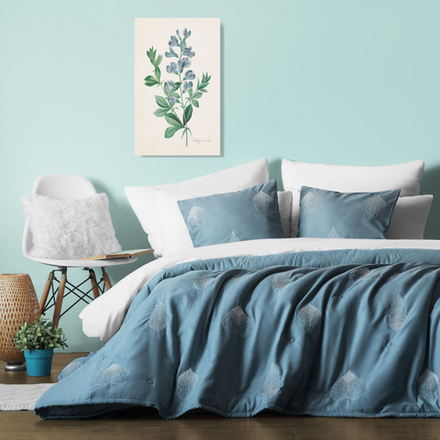 Стеганое покрывало с вышивкой ЭЛЛИ (арт. BL02-297-06) - серо-голубое