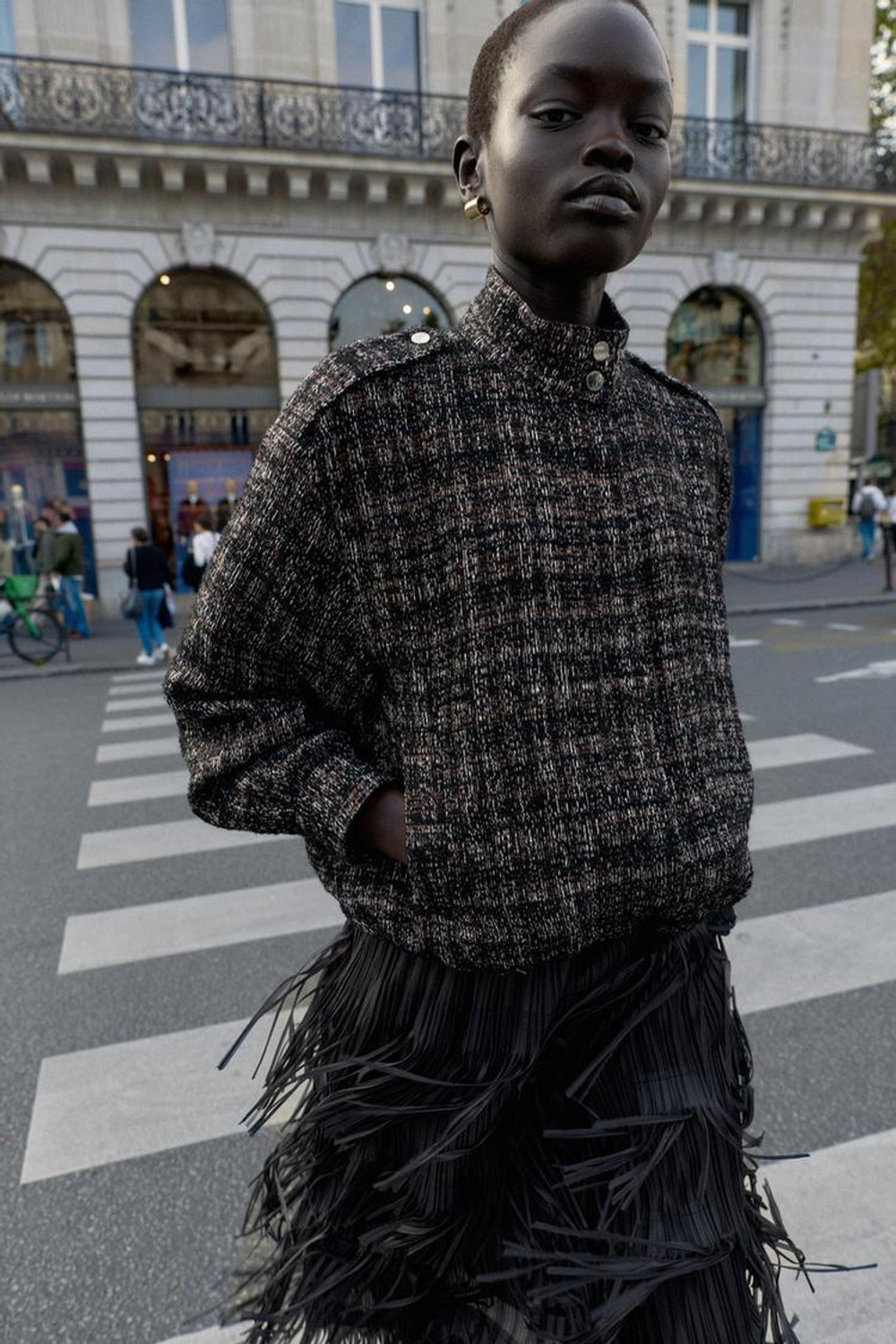 ZARA БОМБЕР С МЕТАЛЛИЗИРОВАННОЙ НИТЬЮ, ЧЕРНЫЙ/ЭКРЮ