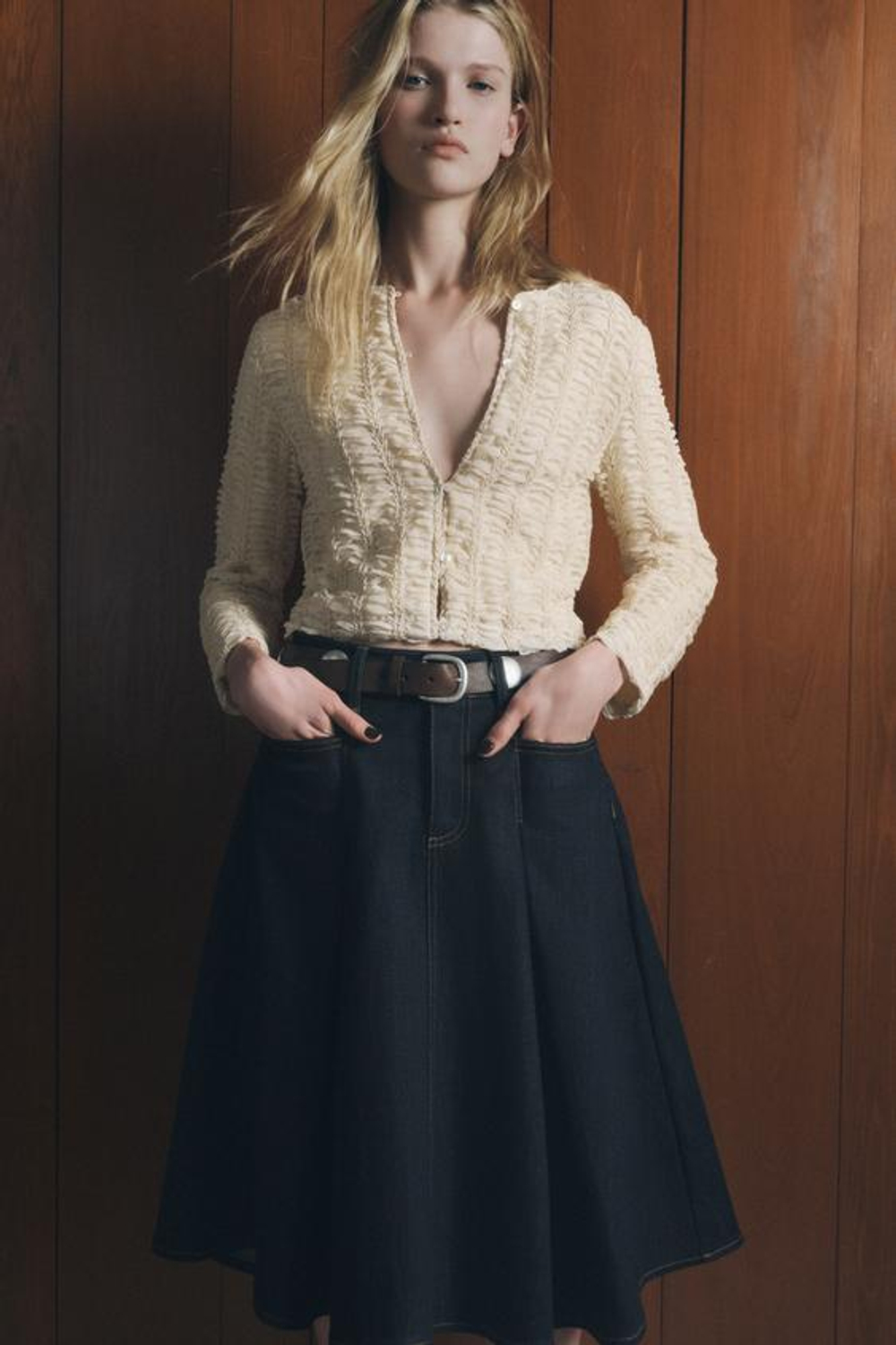 ZARA КАРДИГАН ИЗ РЕЛЬЕФНОЙ ТКАНИ, ЭКРЮ