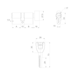 Цилиндровый механизм (A202/120) A2002Knob120(55+10+55) с вертушкой SN никель