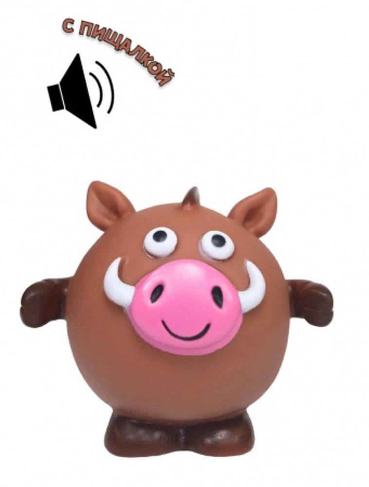 Игрушка для собак Бык шар с пищалкой ЧК, 9 х 10,5 см