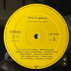 Винтажная виниловая пластинка LP Johannischer Chor Berlin, Weihnachten Mit Dem Johannischen Chor Рождество С Иоанновым Хором (Германия 1977)