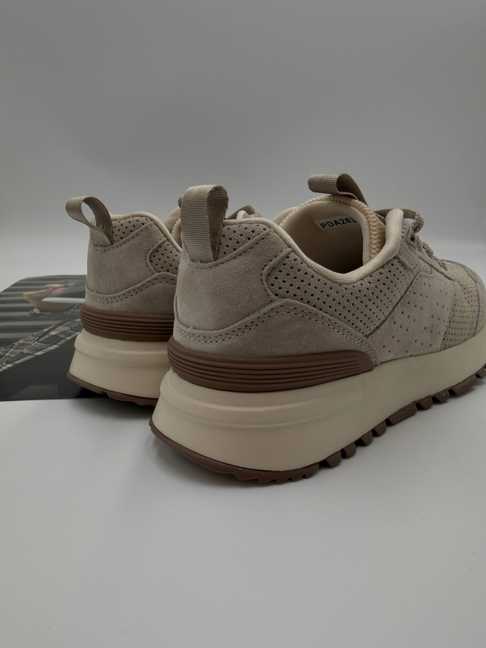 Кроссовки женские натуральная кожа арт. 283-3 цвет "бежево-коричневый"