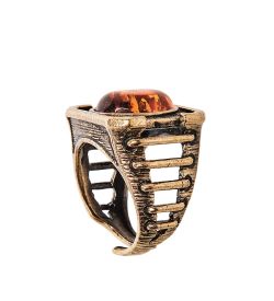 AM-2476 Кольцо «Нить» (латунь, янтарь)