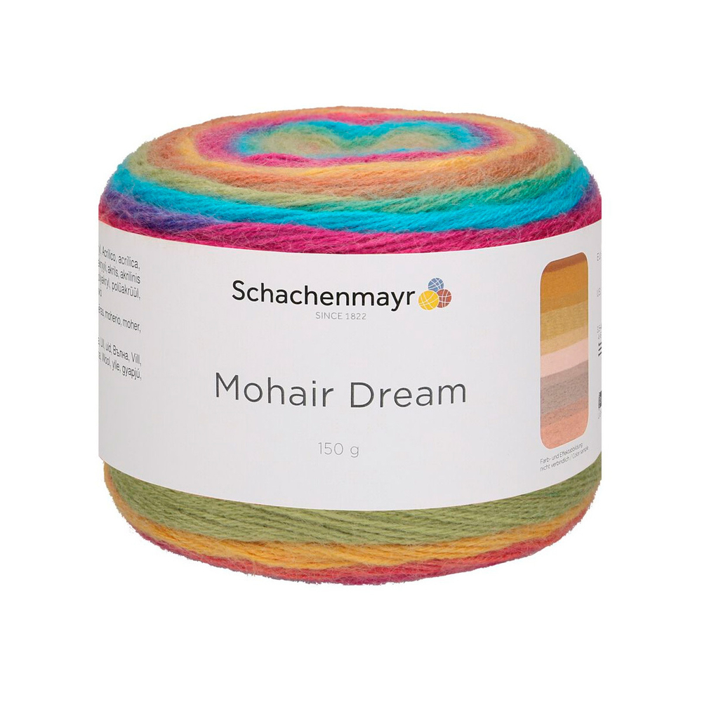 Пряжа "Mohair Dream" 00090 Голубой/зеленый/коричневый/фиолетовый/фуксия