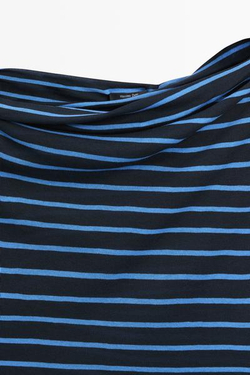 Massimo Dutti Топ из хлопка с драпировкой в полоску, синий