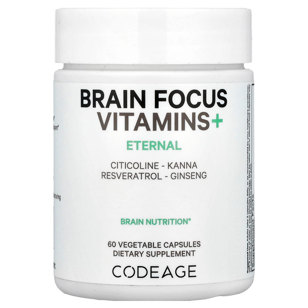 Codeage, Brain Focus Vitamins +, 60 растительных капсул