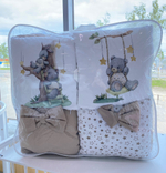 Комплект в кроватку 17 предметов "Медведь на коне" бежевый, сатин