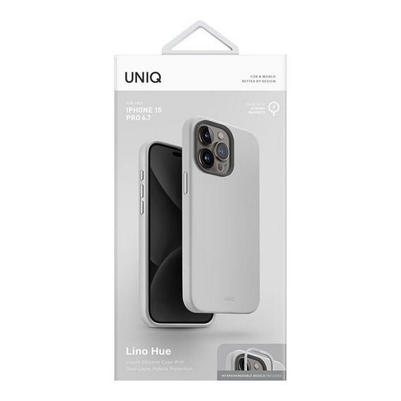 Чехол Uniq LINO MagSafe для iPhone 15 Pro Max Chalk Grey (IP6.7P(2023)-LINOHMCGRY)