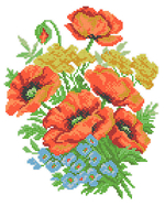 "Букет с маками"-4506 ткань с нанесенным рисунком