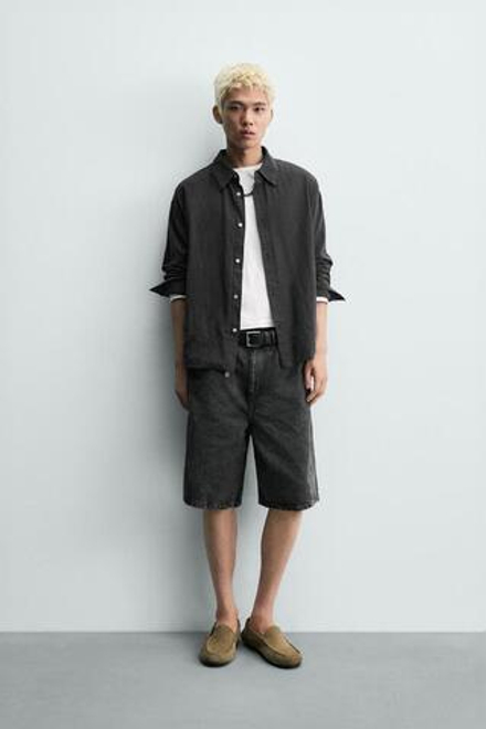 ZARA ШОРТЫ BAGGY FIT, УГОЛЬНЫЙ