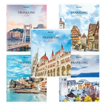 Тетрадь 96л, А5, линия, Brauberg Traveling, 1 шт.