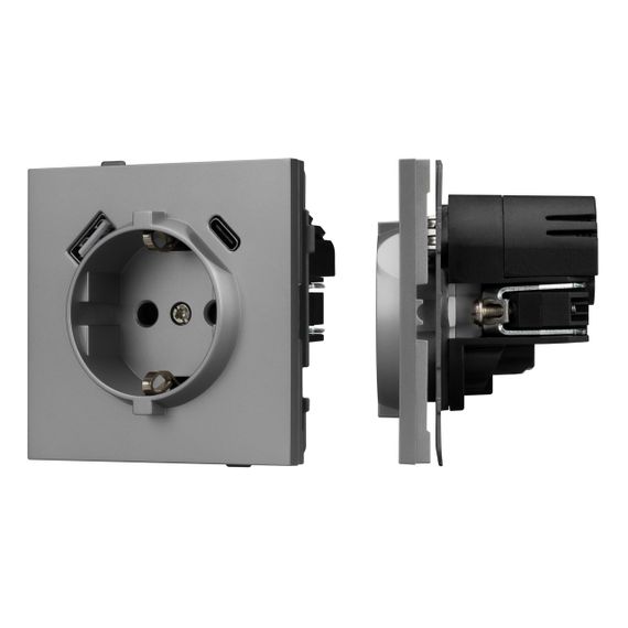 Механизм розетки с USB зарядкой SCT-TENDO-MUAC-PL-GR (230V, 16A) Arlight 054088