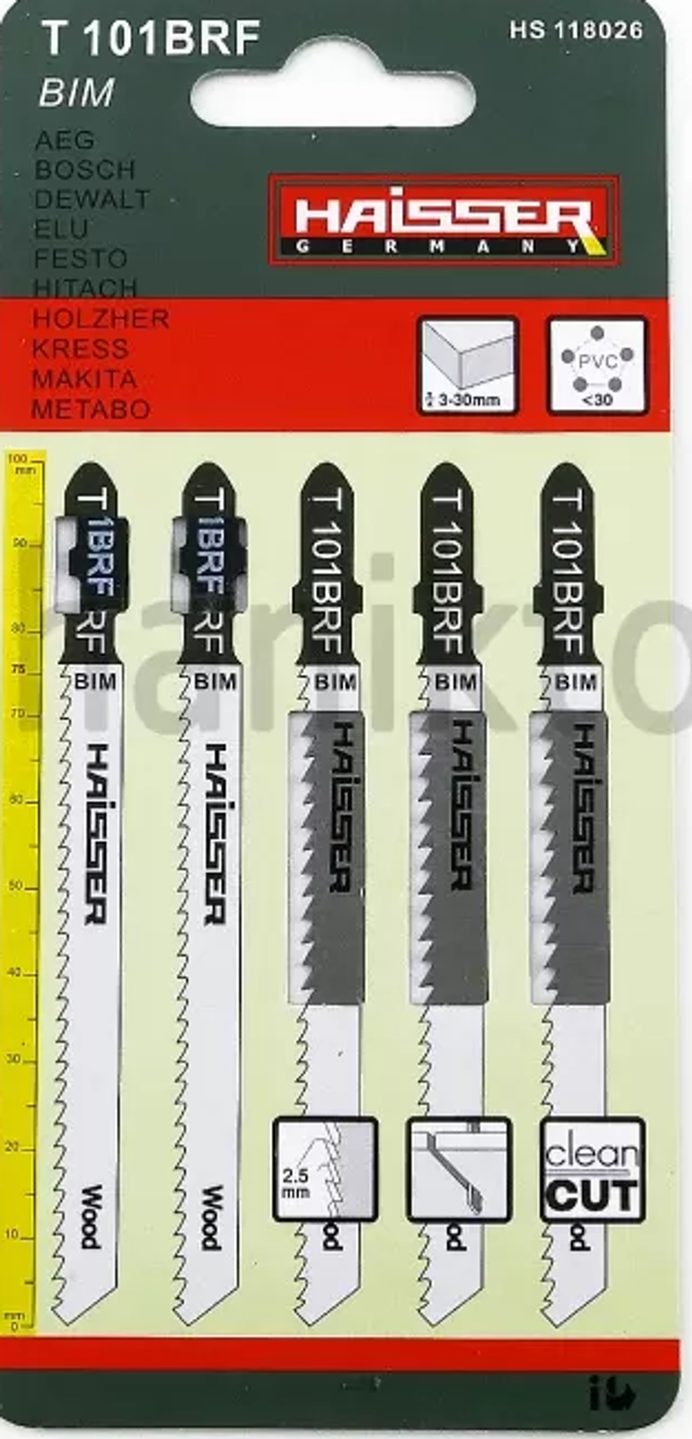 Набор пилок для электролобзика по металу, HAISSER, T118 G, (1/5шт)