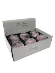 Набор винтажных стеклянных украшений Райское перо 100 мм., розовый, 6 шт., Christmas DeLuxe (13129-Н))